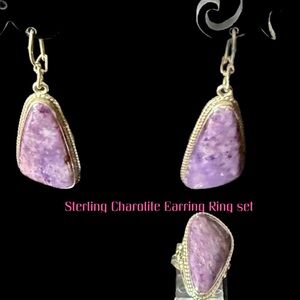 Sterling Charolite Earrings & ring